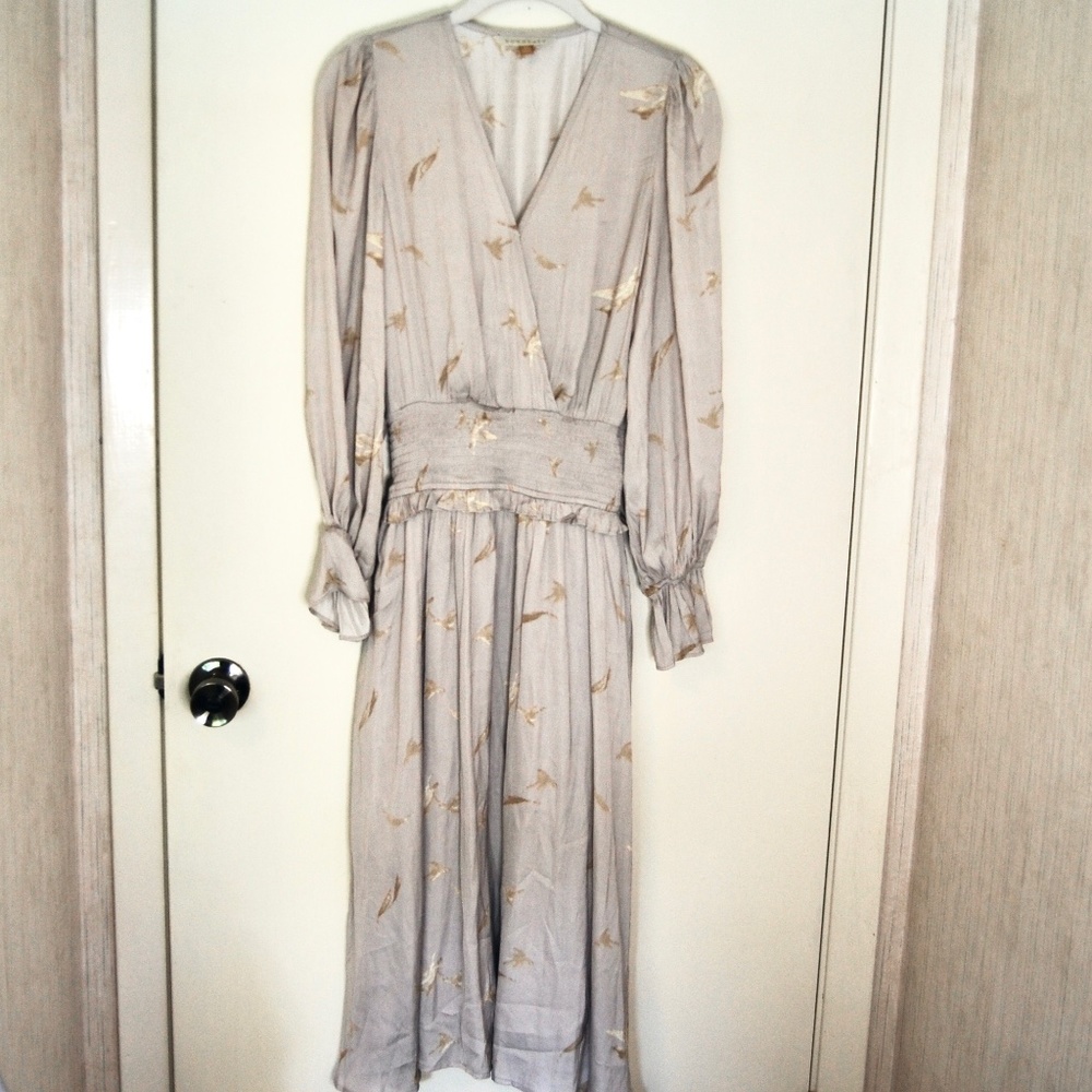 DownEast Smocked Waist Wrap Midi Dress